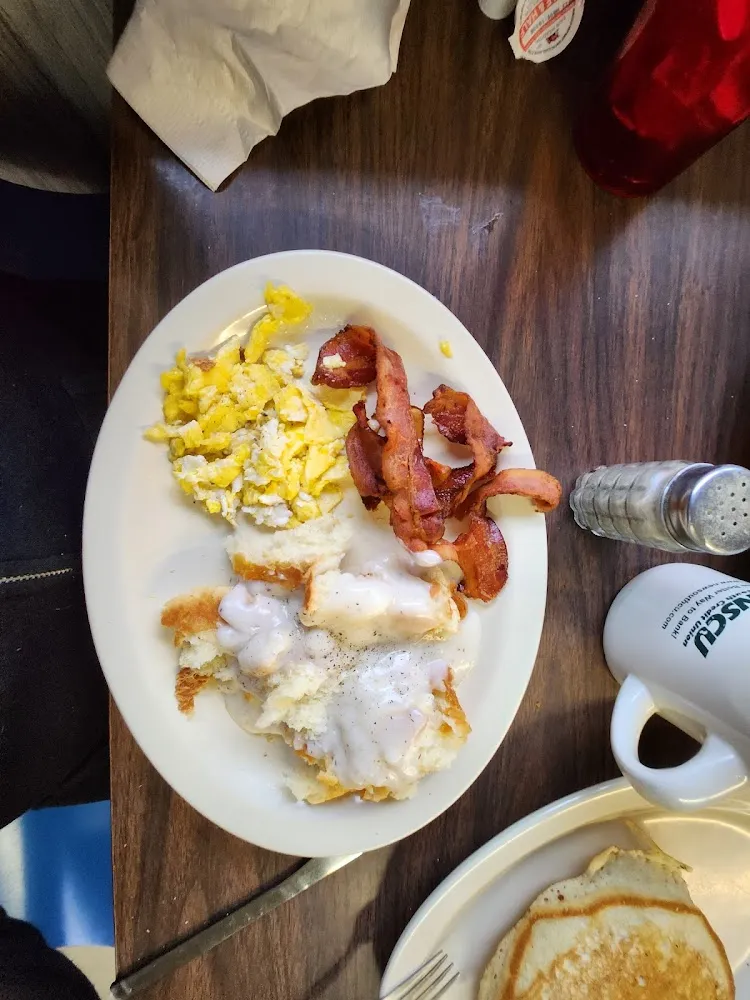 Scrabbled Eggs Bacon Well Biscuits and Gravy